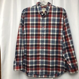 LL Bean Wrinkle Free Traditional Fit Mens L  Plaid L/S Button Front Shirt Pocket